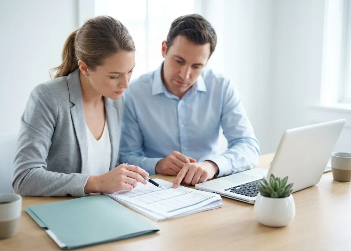 Equipo de Contadoor ordenando la documentación contable atrasada de una empresa